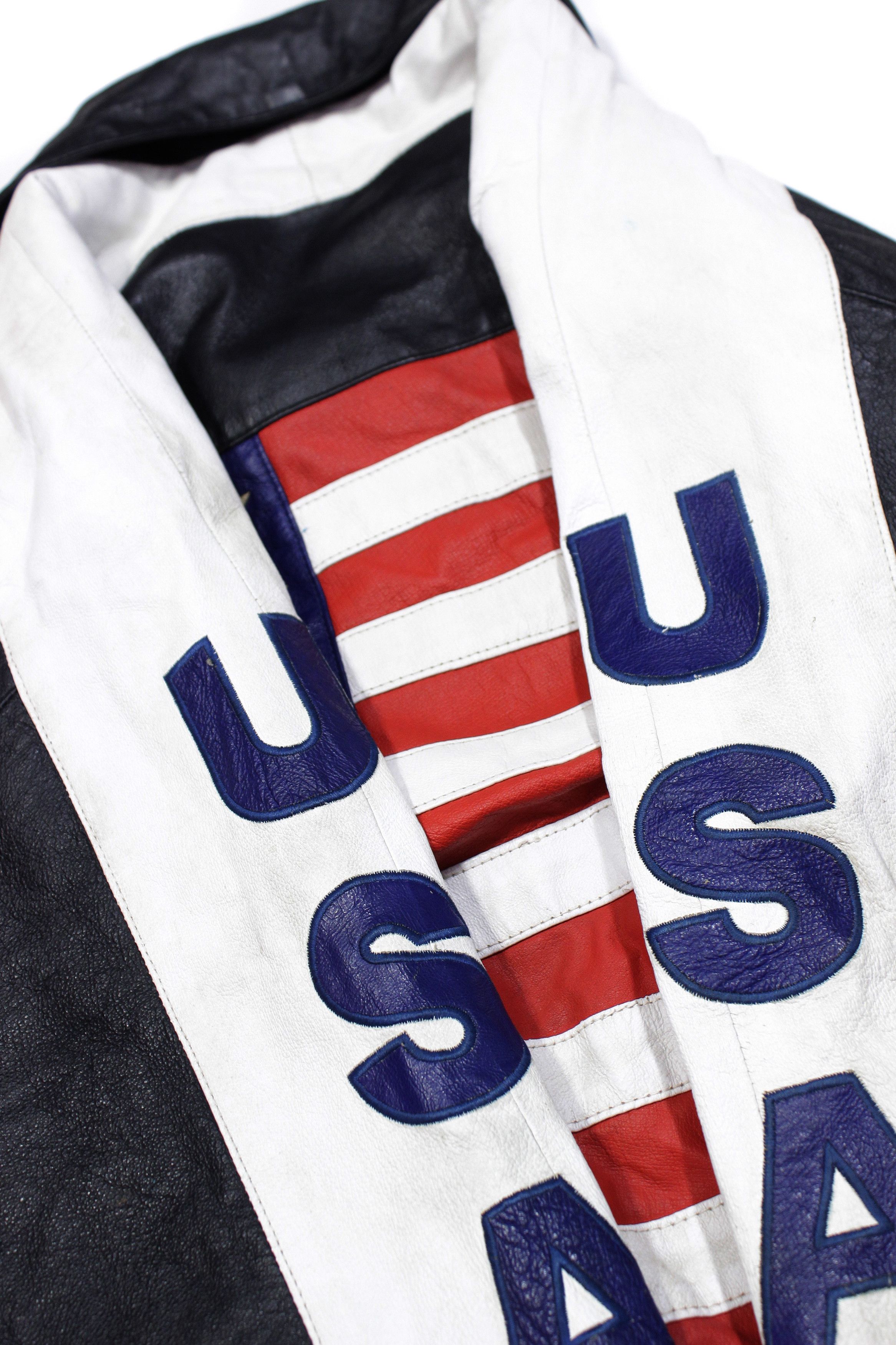 Leather 90S USA Flag Leather Jacket Size US L / EU 52-54 / 3 - 7 Thumbnail