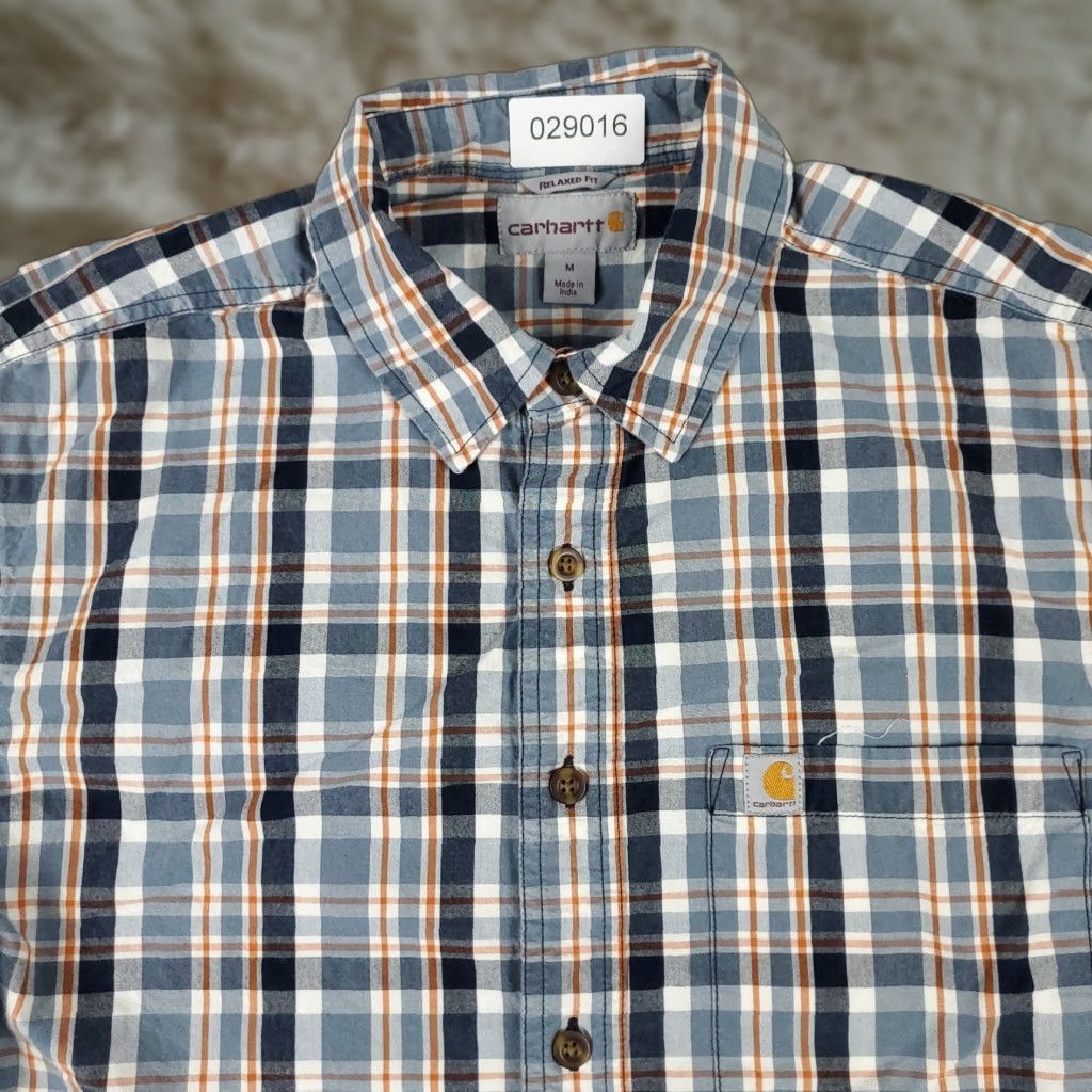 Carhartt Carhartt Button-Up Shirt Mens Medium Blue Plaid Short Sleeve Casual Workwear Size US M / EU 48-50 / 2 - 1 Thumbnail