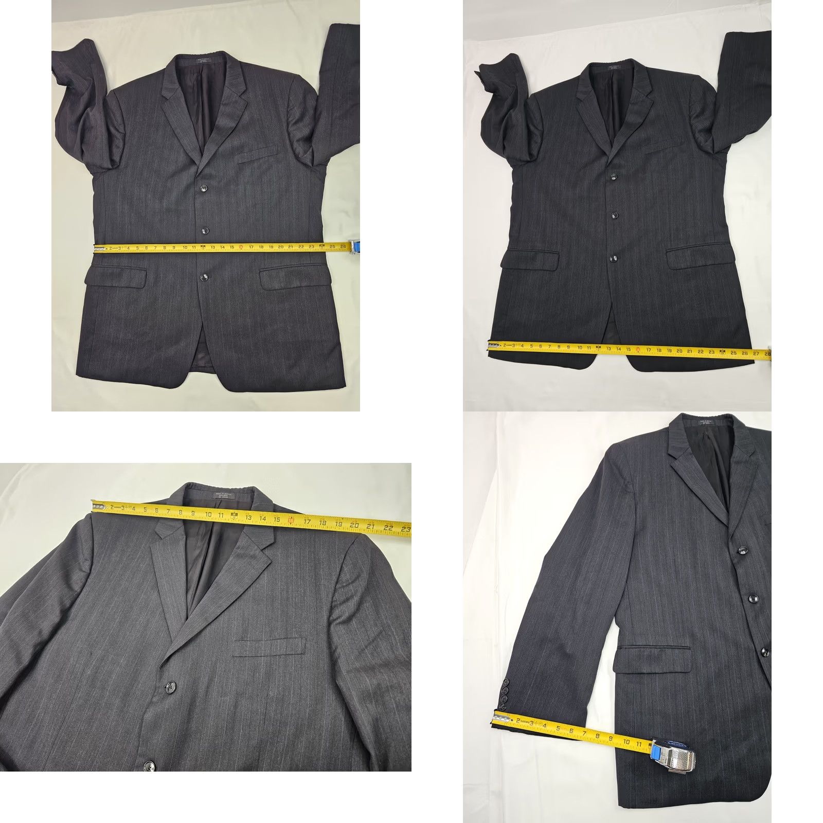 Jones New York Jones New York Wool Pinstripe Suit Men Jacket 42x29 Gray Slacks 2 Piece Vintage Not Applicable Size 48R - 8 Thumbnail