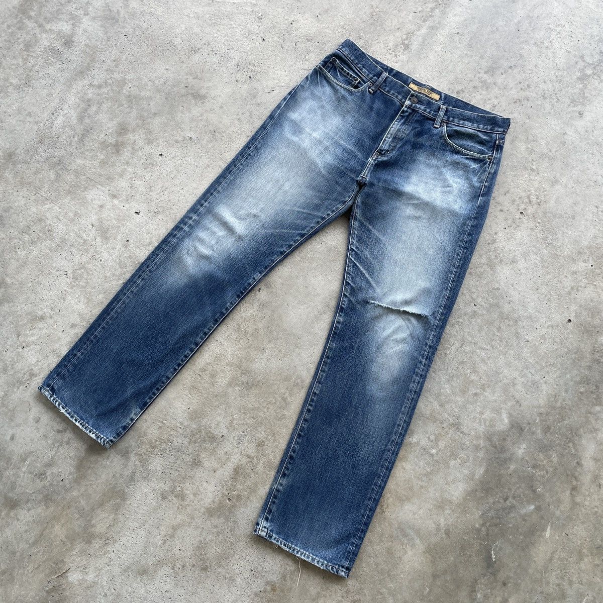 Japanese Brand × Jean × Vintage W36x33💥 Vintage Japanese Faded Distressed Jeans Denim Pants Size US 36 / EU 52 - 2 Thumbnail