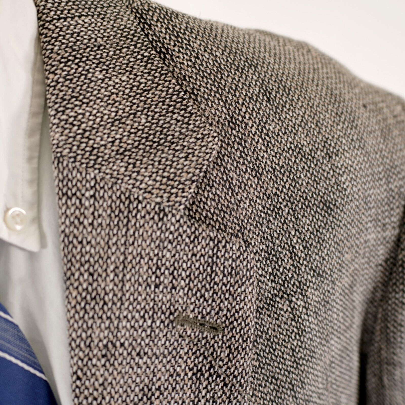 Stafford Stafford Tweed 100% Silk Black Tan White Spec 2 Button Sport Size ONE SIZE - 2 Thumbnail