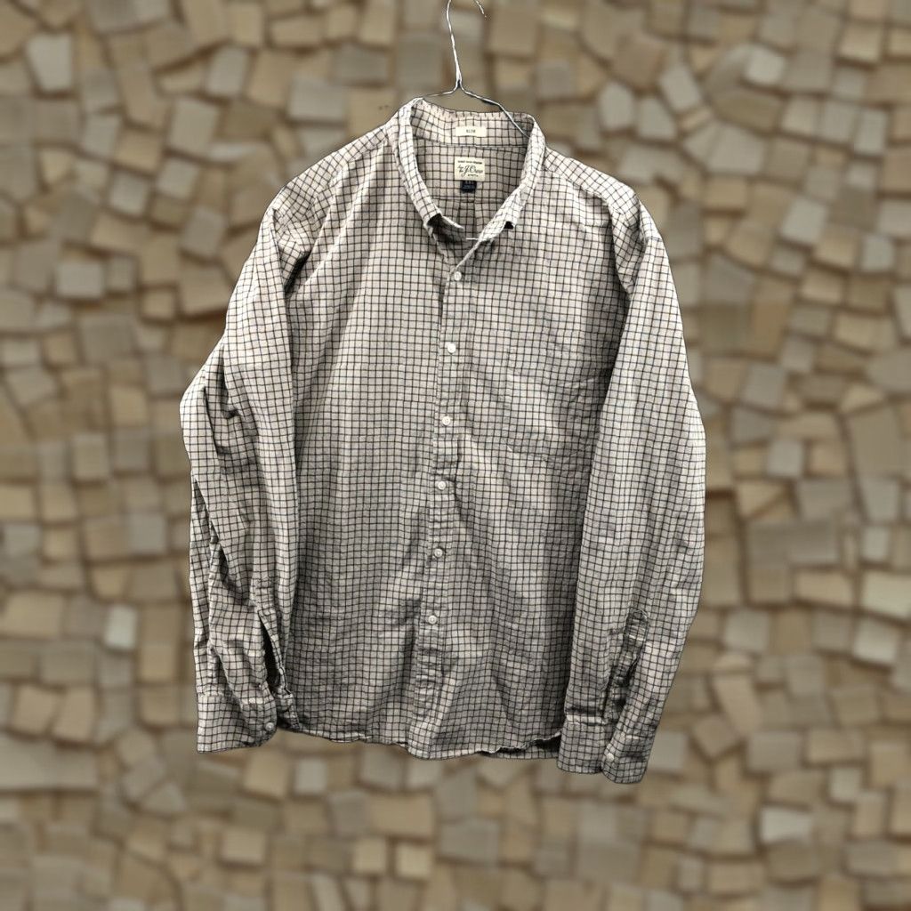J.Crew J.Crew Slim Shirt Beige Grid Check Size 2XL Mens Long Sleeve Shirt Size US XXL / EU 58 / 5 - 1 Thumbnail