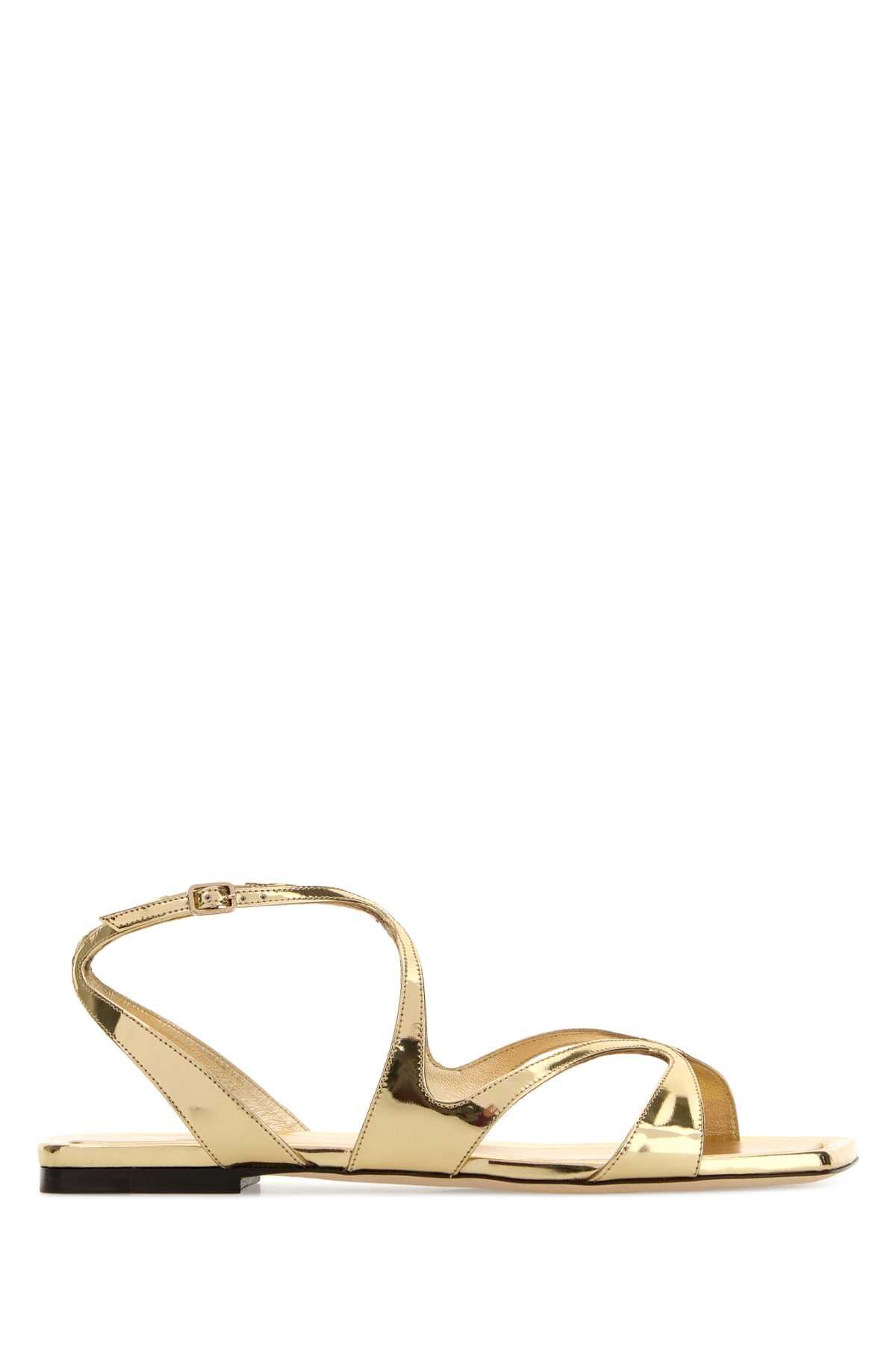Jimmy Choo Gold Leather Ayla Sandals Size US 6 / IT 36 - 1 Thumbnail