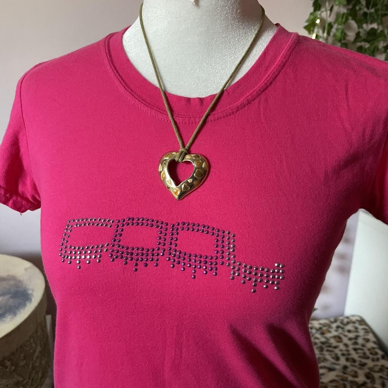 Vintage Pink Y2K “Cool” Rhinestone Tee Size ONE SIZE - 3 Thumbnail