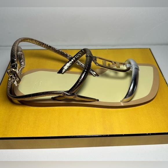 Fendi - New FENDI Metallic Nappa Fendi O'Lock Gladiator Flat Sanda Size US 7.5 / IT 37.5 - 13 Thumbnail