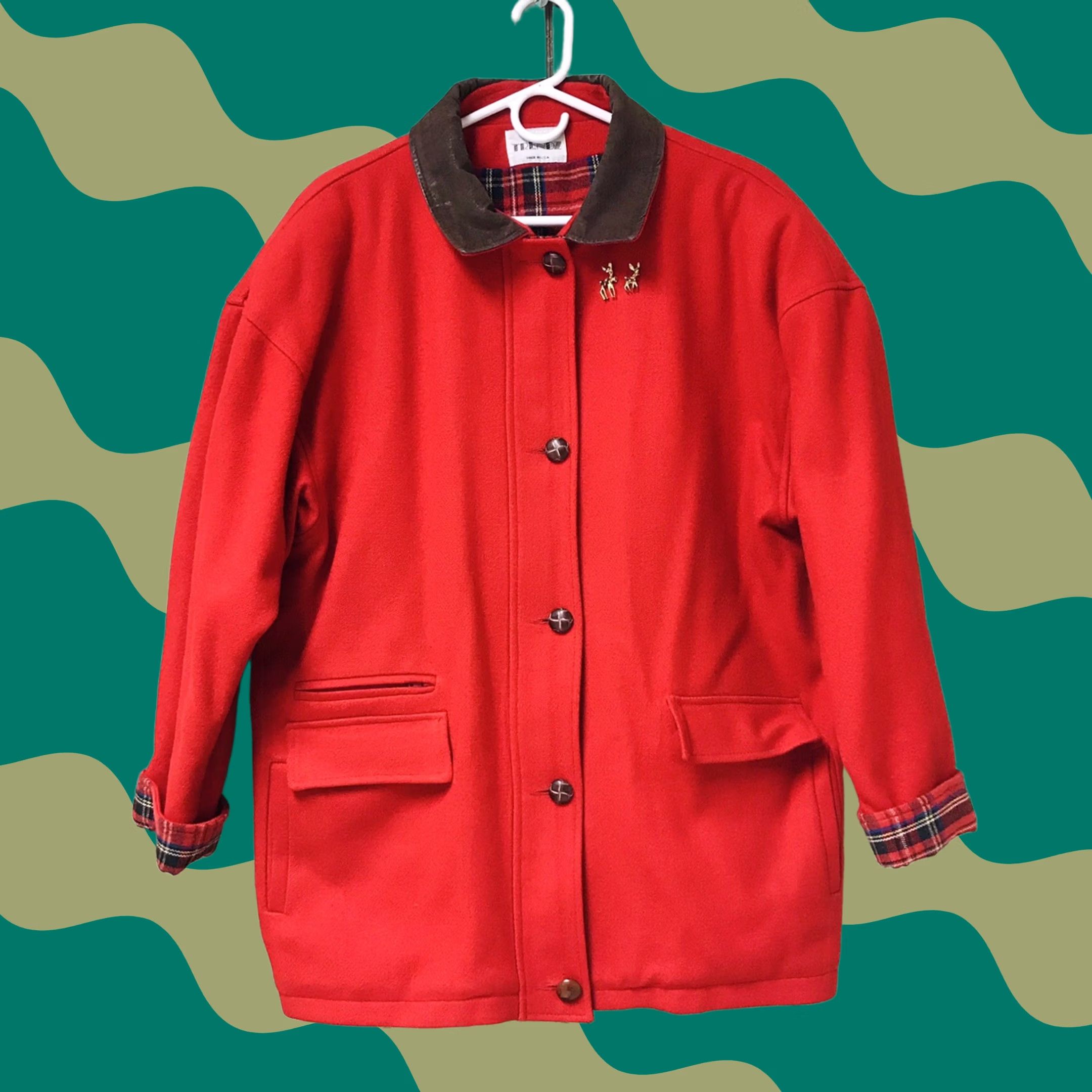 Vintage VINTAGE Trendz Women Red Wool Leather Collar Button Oversized Overcoat Jacket M Size M / US 6-8 / IT 42-44 - 1 Thumbnail