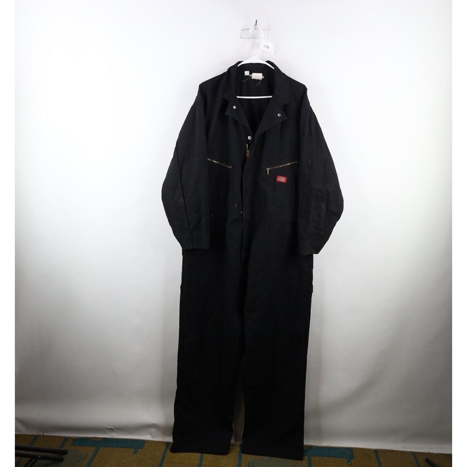 image of 90's Dickies Distressed Spell Out Coveralls Bibs in Black, Men's (Size 2XL)