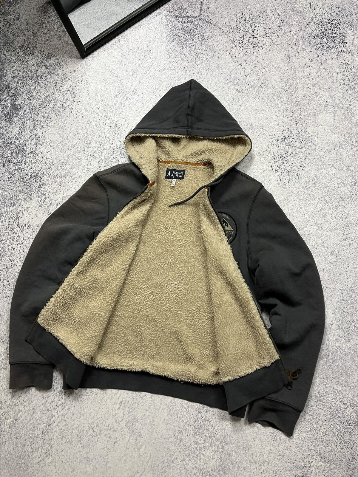 Giorgio Armani × Japanese Brand Armani Jeans Faded Japanese Fur Zip Hoodie Sherpa Jacket Size US M / EU 48-50 / 2 - 12 Thumbnail