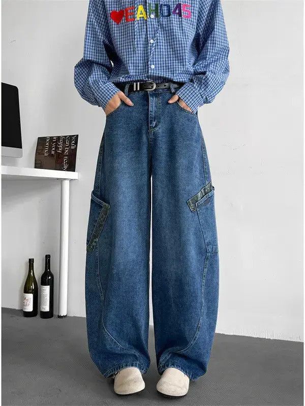 Japanese Brand Retro loose patchwork leopard print wide leg jeans Size US 32 / EU 48 - 5 Thumbnail