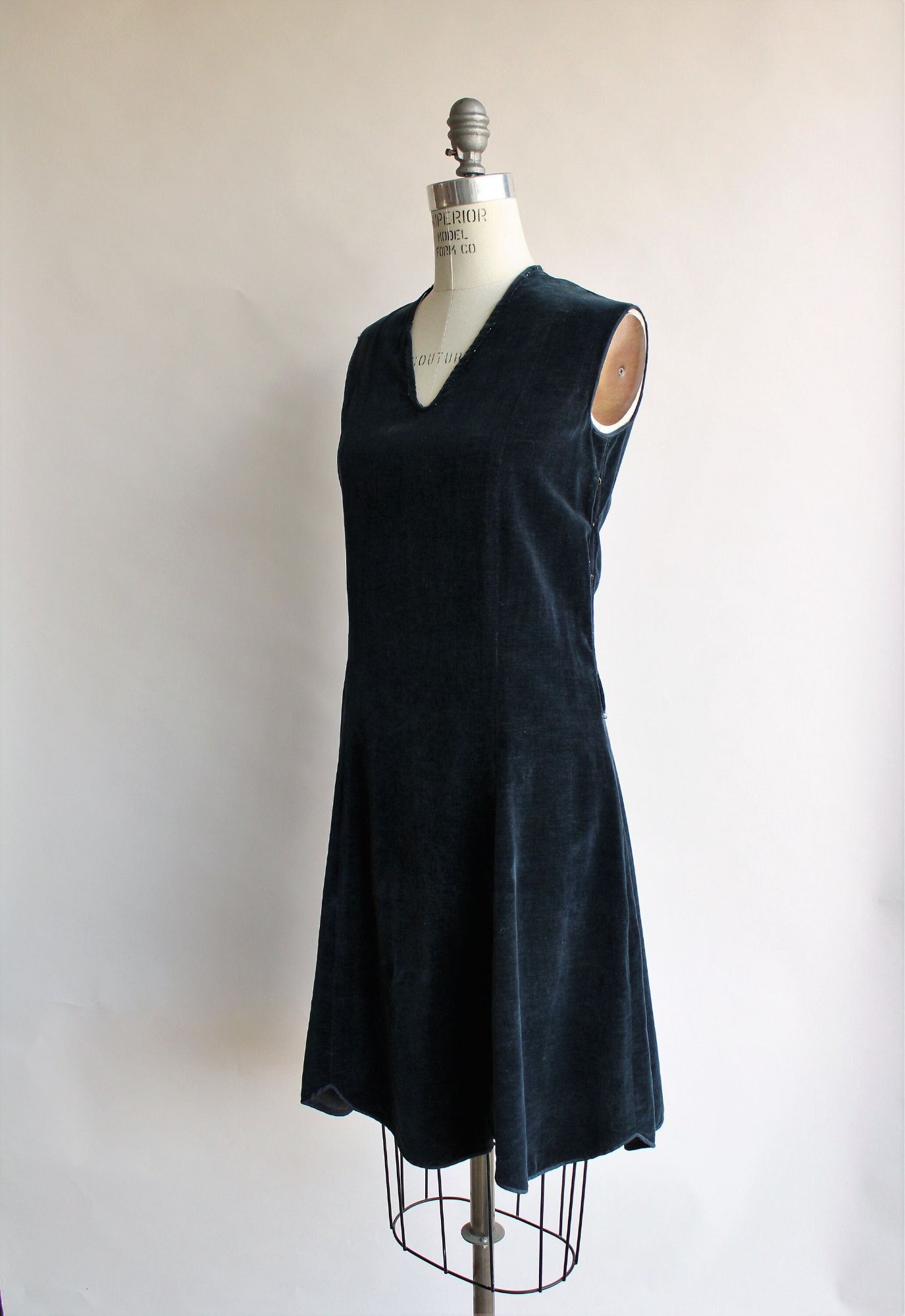 Vintage Vintage 1920s Dress with Jacket/ Navy Blue Cotton Velvet Day Size S / US 4 / IT 40 - 5 Thumbnail