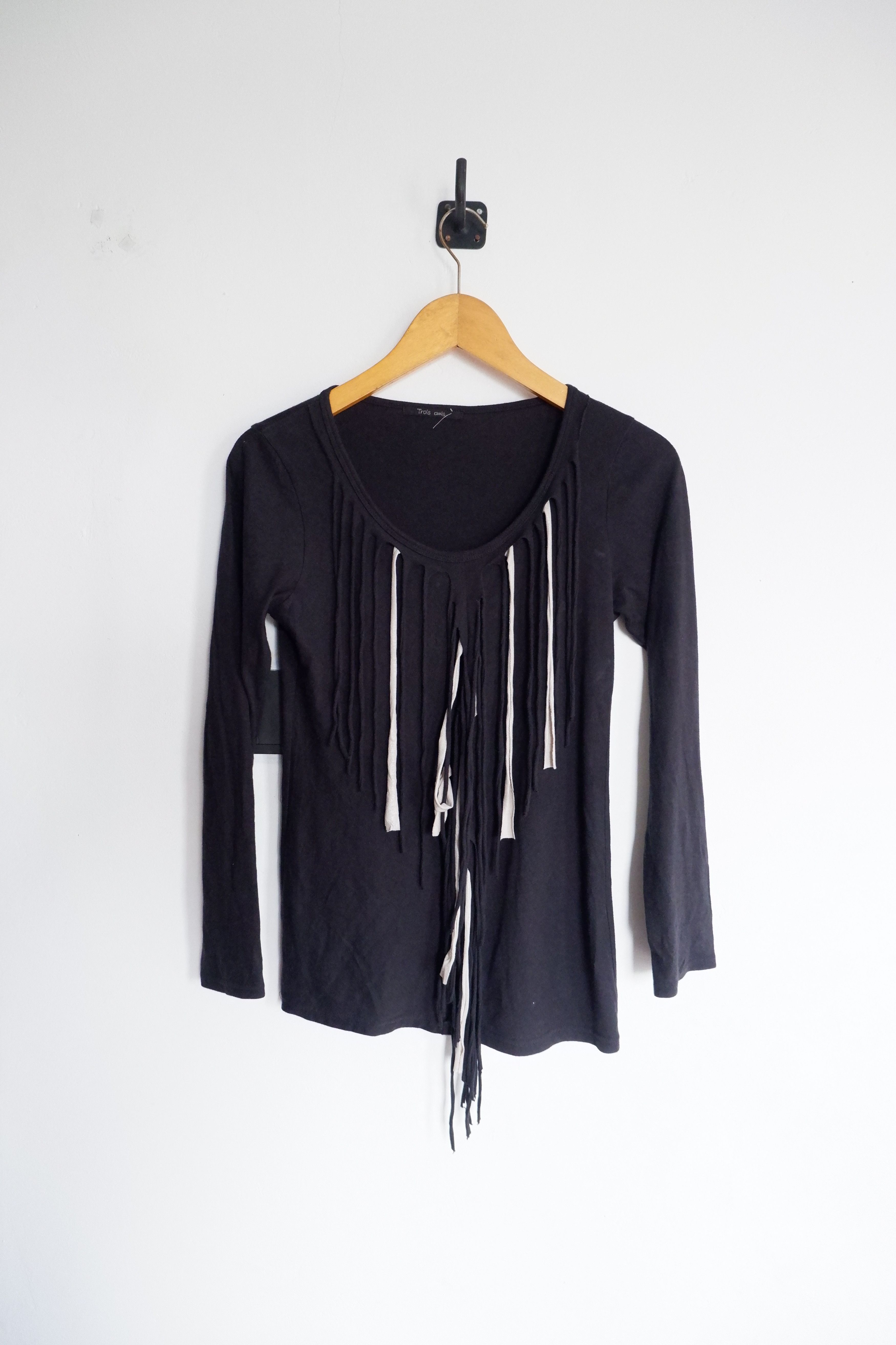 If Six Was Nine Vintage Trois Amis Fringe Tie Long Sleeve Size M / US 6-8 / IT 42-44 - 1 Thumbnail