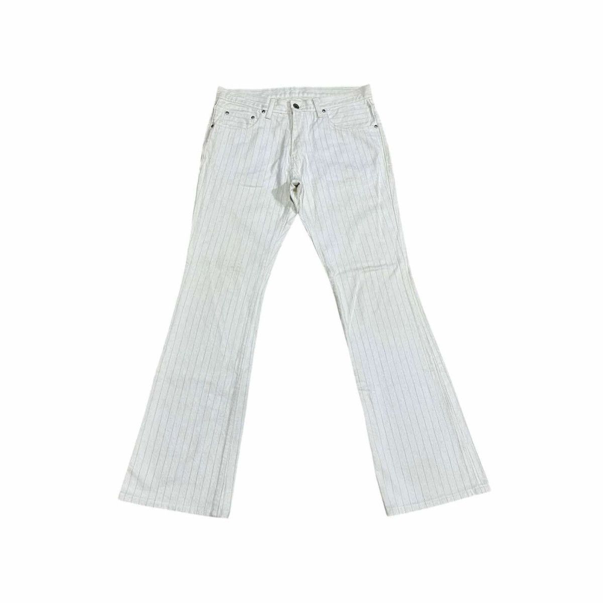 5351 POUR LES HOMMES 🔥Y2K Archived Abahouse Flared Denim Bootcut White Striped Size US 31 - 1 Thumbnail