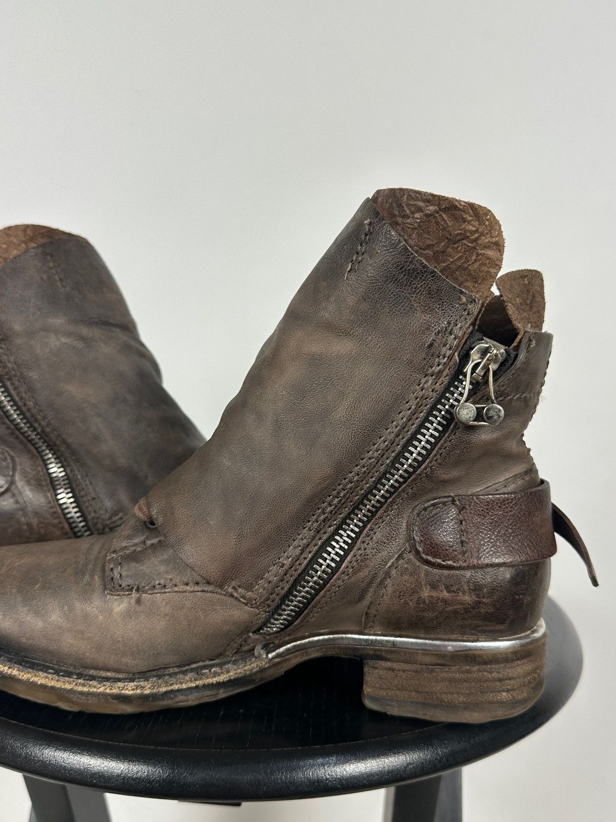 A.S.98 A.S.98. Airstep Brown Leather Buckle Biker Ankle Boots Size US 6 / IT 36 - 21 Thumbnail