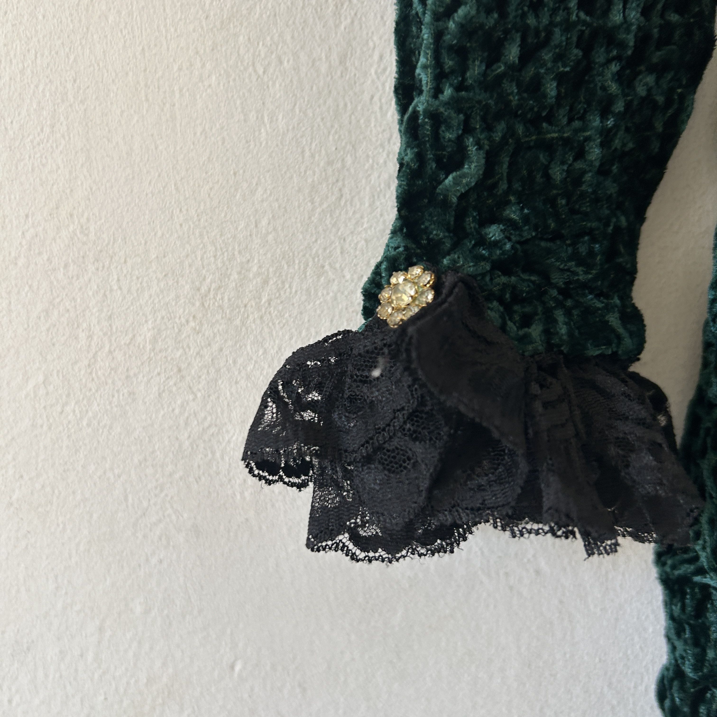 Vintage Vintage Green Crushed Velvet Mini Dress Size M / US 6-8 / IT 42-44 - 14 Thumbnail