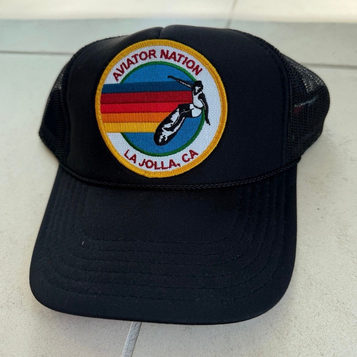 Aviator Nation Aviator Nation Trucker Hat La Jolla CA Black Snapback Cap Size ONE SIZE - 1 Thumbnail