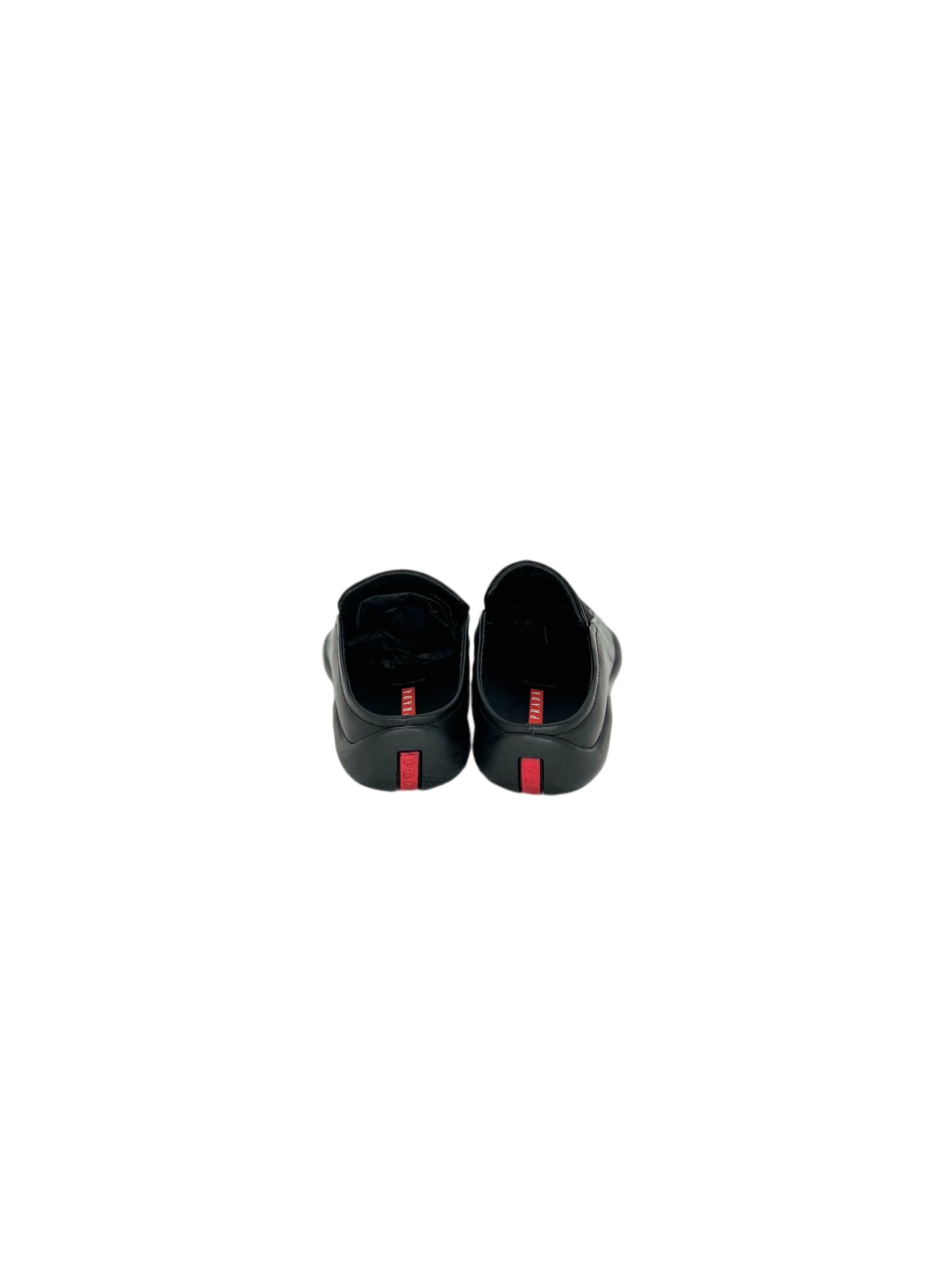 Prada Prada Linea Rossa Black Calf Leather MulesWithTaped Branding Size US 8 / EU 41 - 6 Thumbnail