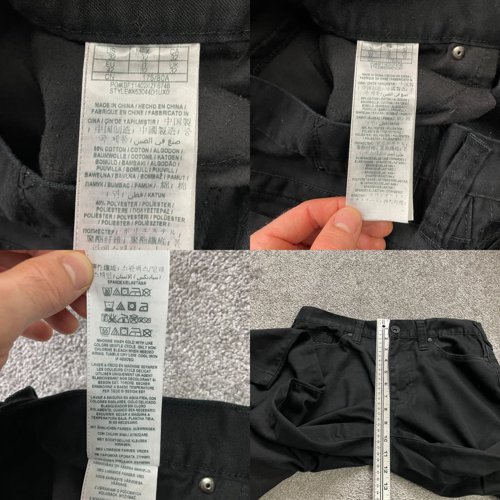 Guess VINTAGE GUESS Drexel Skinny Chino Pants Women 33x26 Black Dark Wash Mid Rise Cotton Blend Slim Womens Black 90s? Size 24" / US 00 / IT 34 - 8 Thumbnail