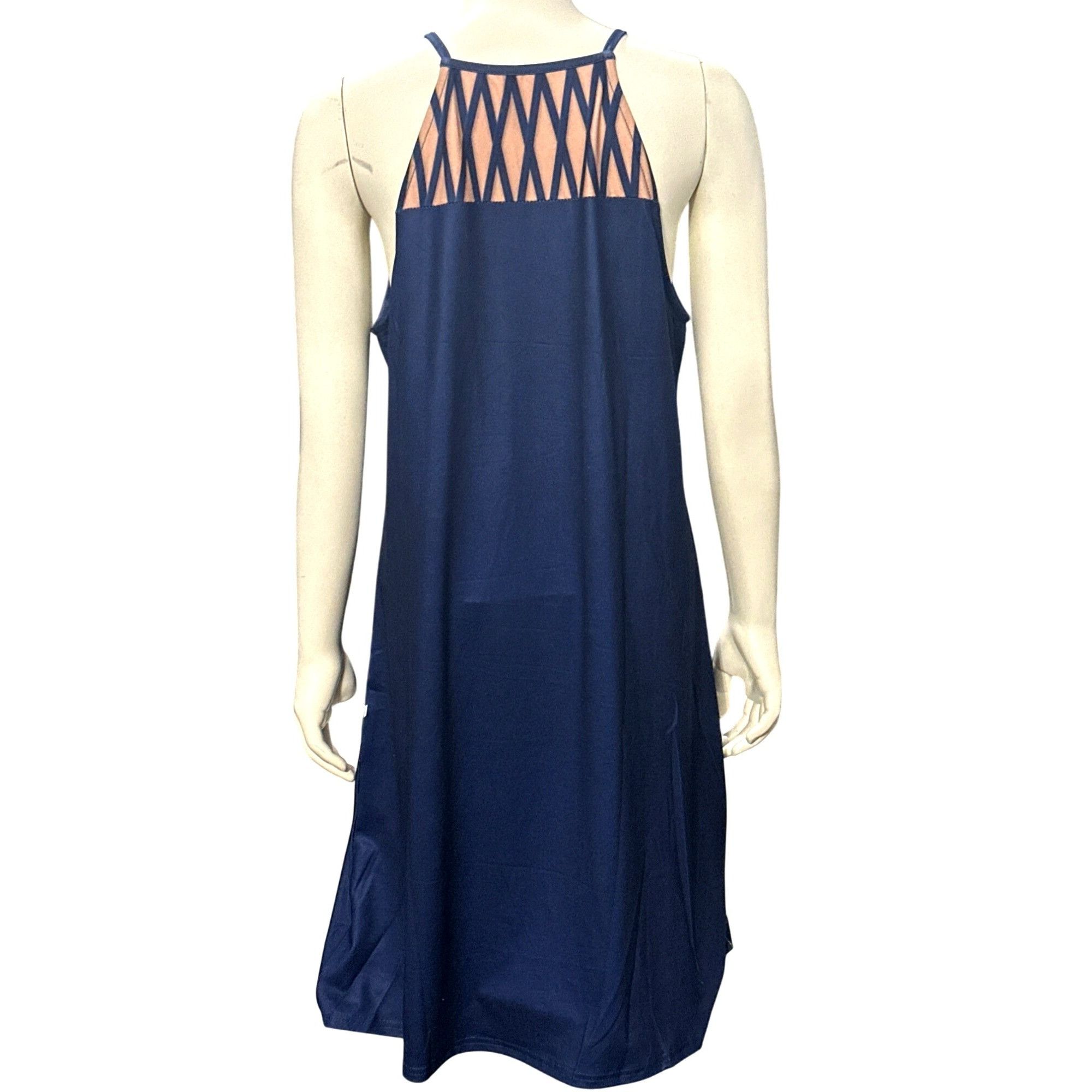 Other CCC Navy Blue Sleeveless Geometric Print Dress Mesh Detail C Size L / US 10 / IT 46 - 3 Thumbnail