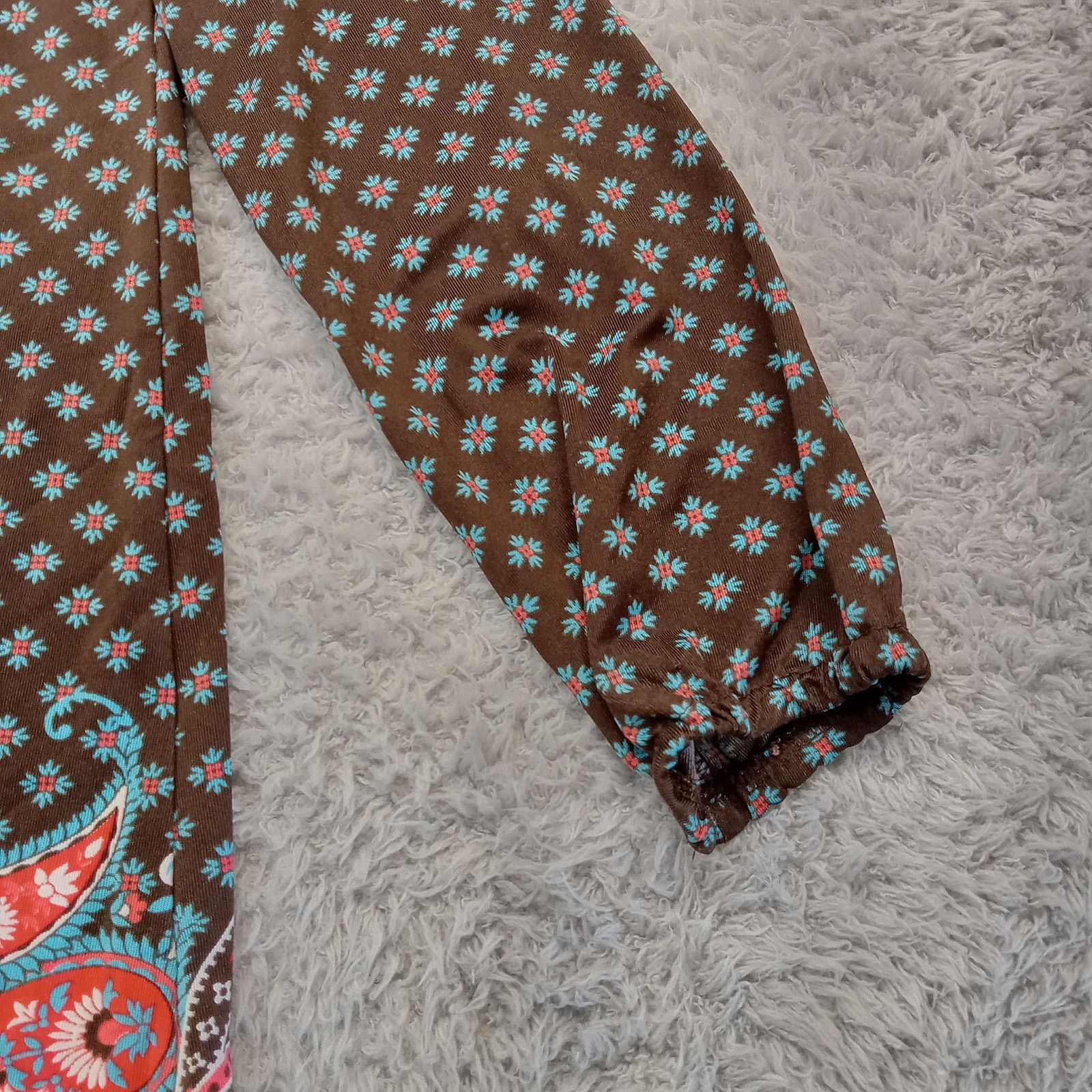 & Other Stories J. Khaki Top 6 Womens 3/4 Sleeve Blouse Brown Floral Paisley Size XXL / US 16-18 / IT 52-54 - 5 Thumbnail