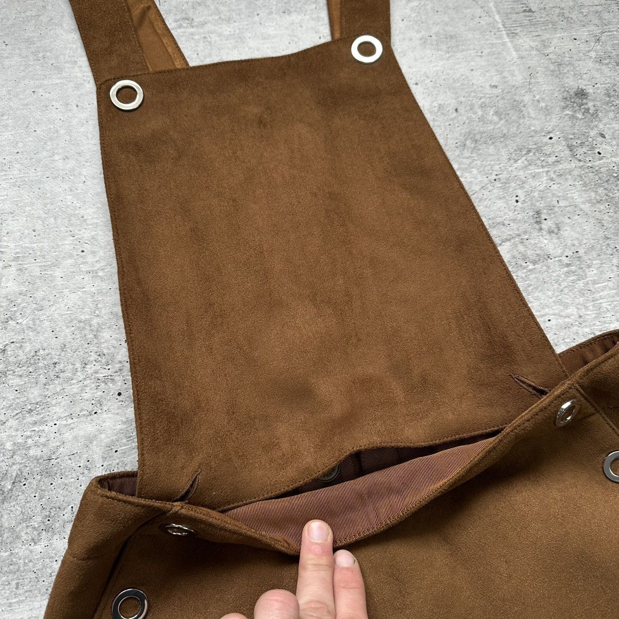 Miss Sixty Miss Sixty Y2K Suede Brown Mini Suspender Skirt Dress Size M Size 27" / US 4 / IT 40 - 7 Thumbnail