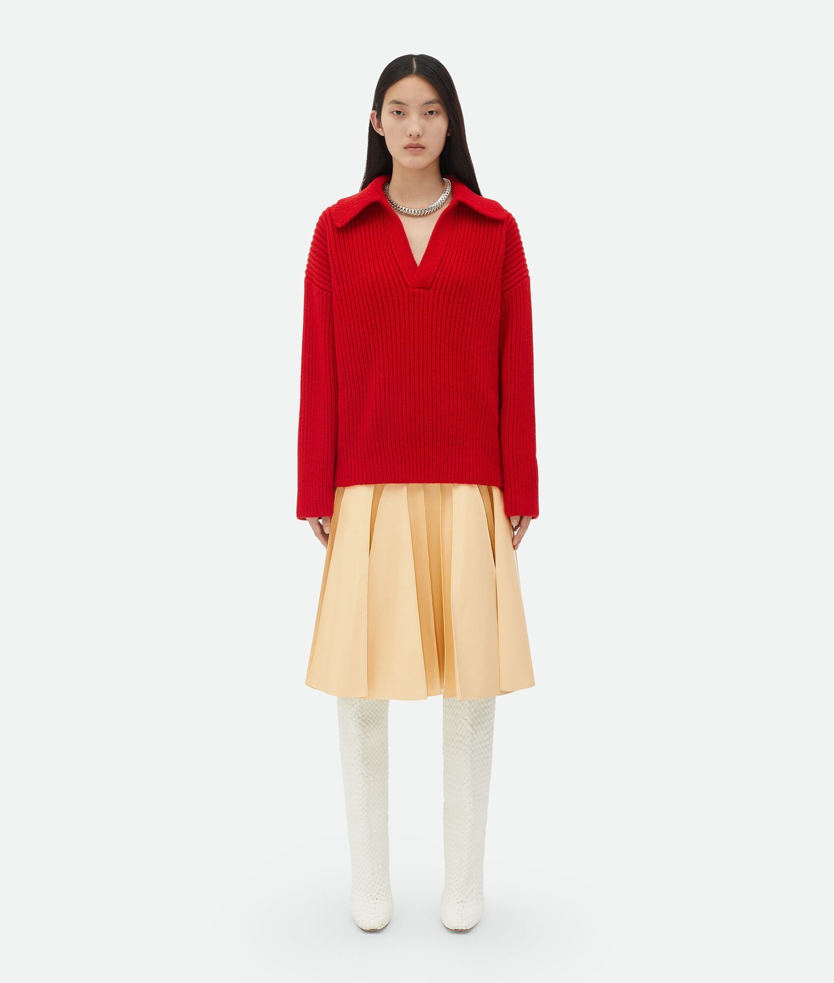 Bottega Veneta o1w1db10825 Heavy Wool And Cashmere Sweater in Red Size S / US 4 / IT 40 - 1 Thumbnail