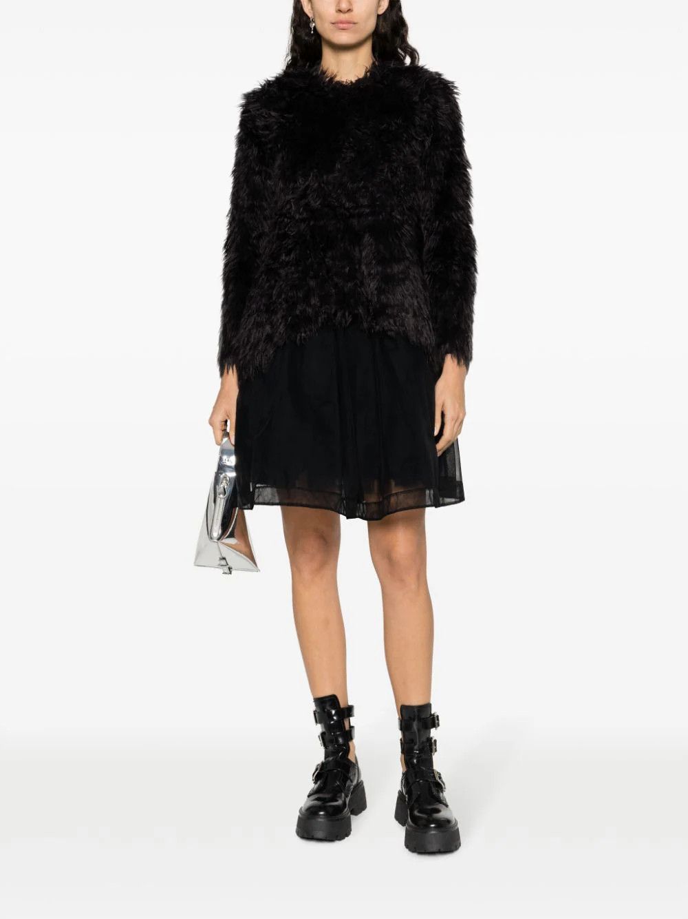 Comme des Garcons o1mle0824 Faux Fur Long Sleeve Top in Black Size M / US 6-8 / IT 42-44 - 2 Thumbnail