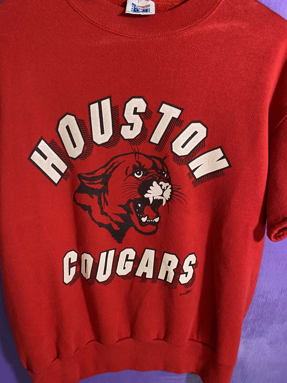 Vintage Vintage 80s Houston cougars short sleeve sweatshirt Size US M / EU 48-50 / 2 - 3 Thumbnail
