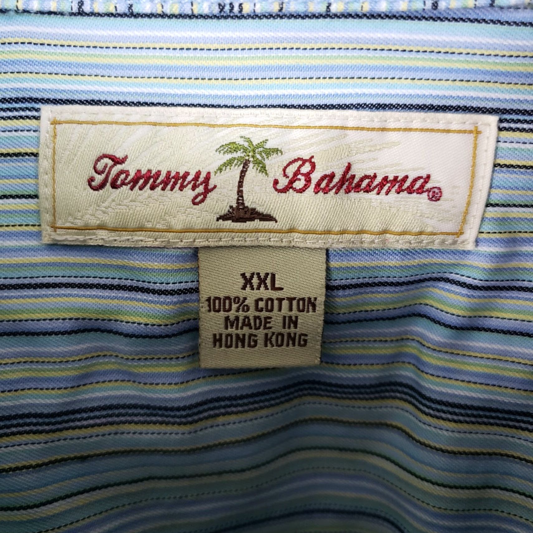 Tommy Bahama Tommy Bahama Button-Up Shirt Mens 2XL Blue Green Stripe Cotton Short Sleeve Collared Front Button 2XL Size US XXL / EU 58 / 5 - 4 Thumbnail