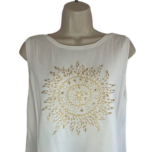 Vintage Vintage Lucia Burns gold beaded celestial sun rayon blouse Size XL / US 12-14 / IT 48-50 - 4 Thumbnail