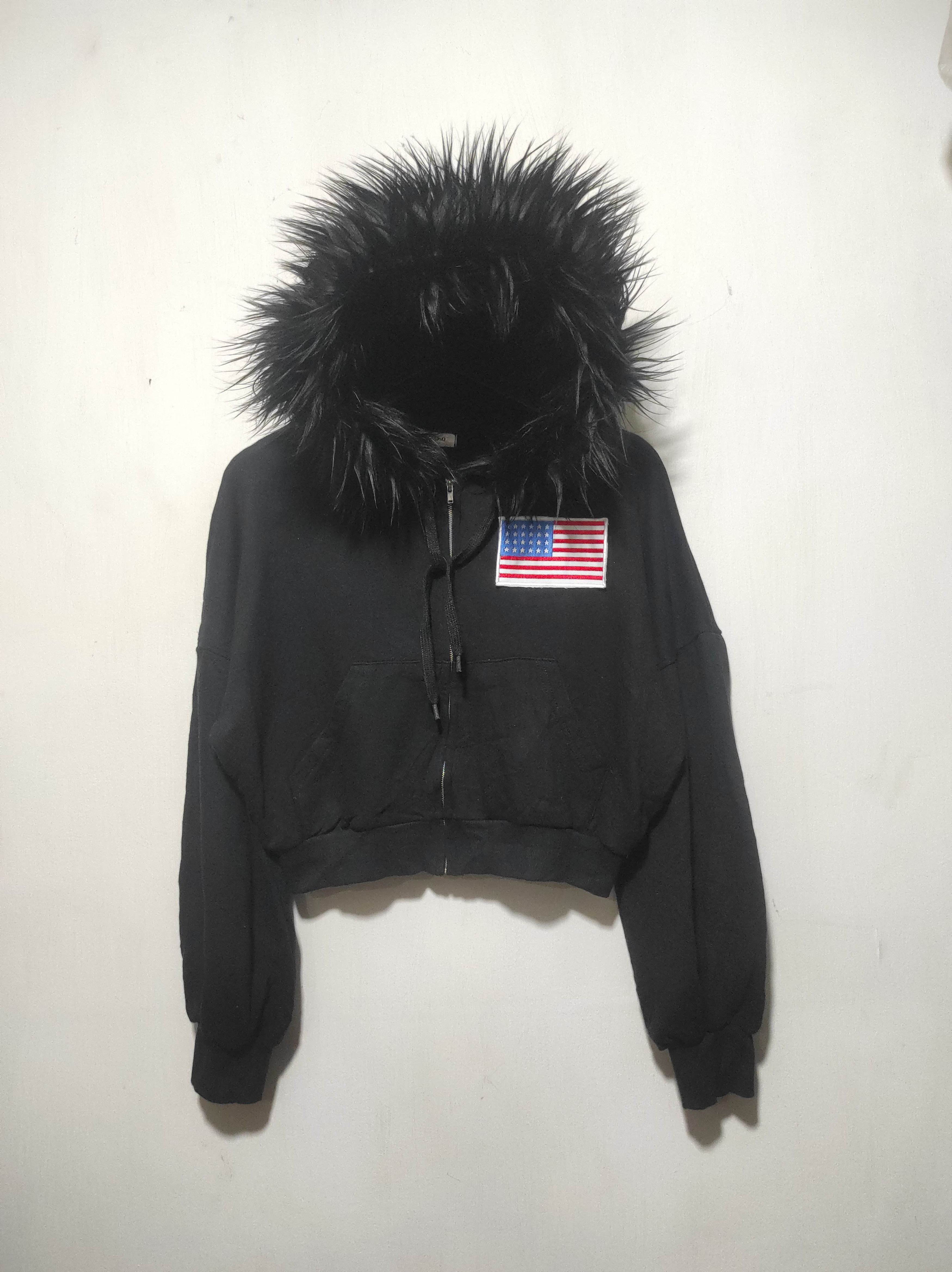 Hysteric Glamour Roco Black Crop USA Flag Zip Fur Hoodie if6was9 LGB style Size M / US 6-8 / IT 42-44 - 2 Thumbnail