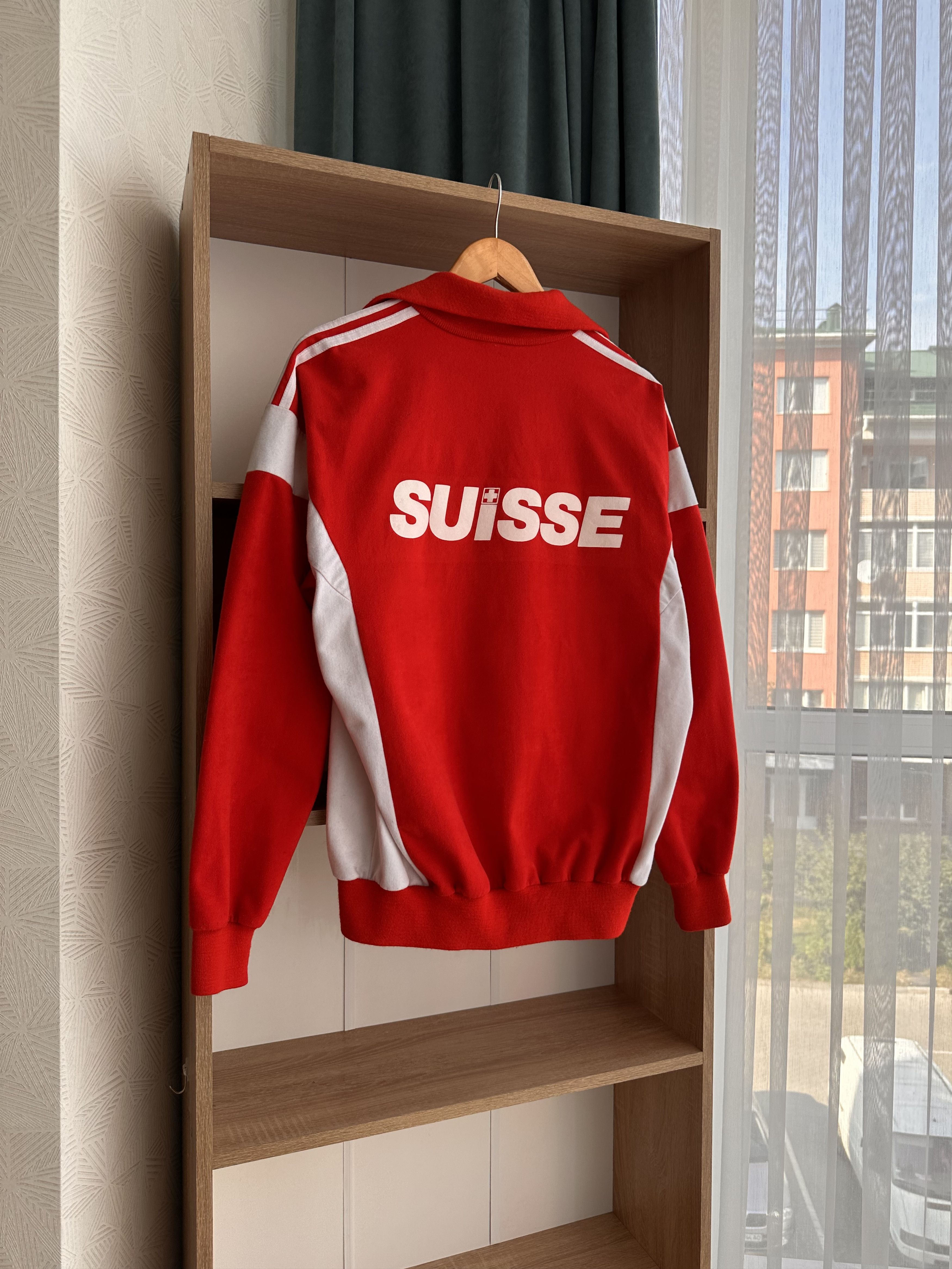 Adidas Vintage Adidas Suisse Handball Sportswear Red Hoodie Size US M / EU 48-50 / 2 - 7 Thumbnail