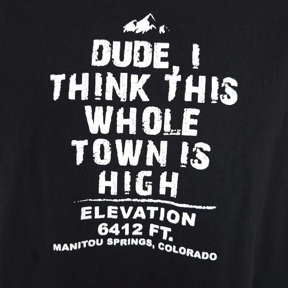 Gildan Manitou Springs T Shirt Mens Size Large Black Colorado Town Is High Gildan Shirt Adult Large Black Colorado Travel Souvenir Funny Mountain 2010s Mens Size US L / EU 52-54 / 3 - 3 Thumbnail