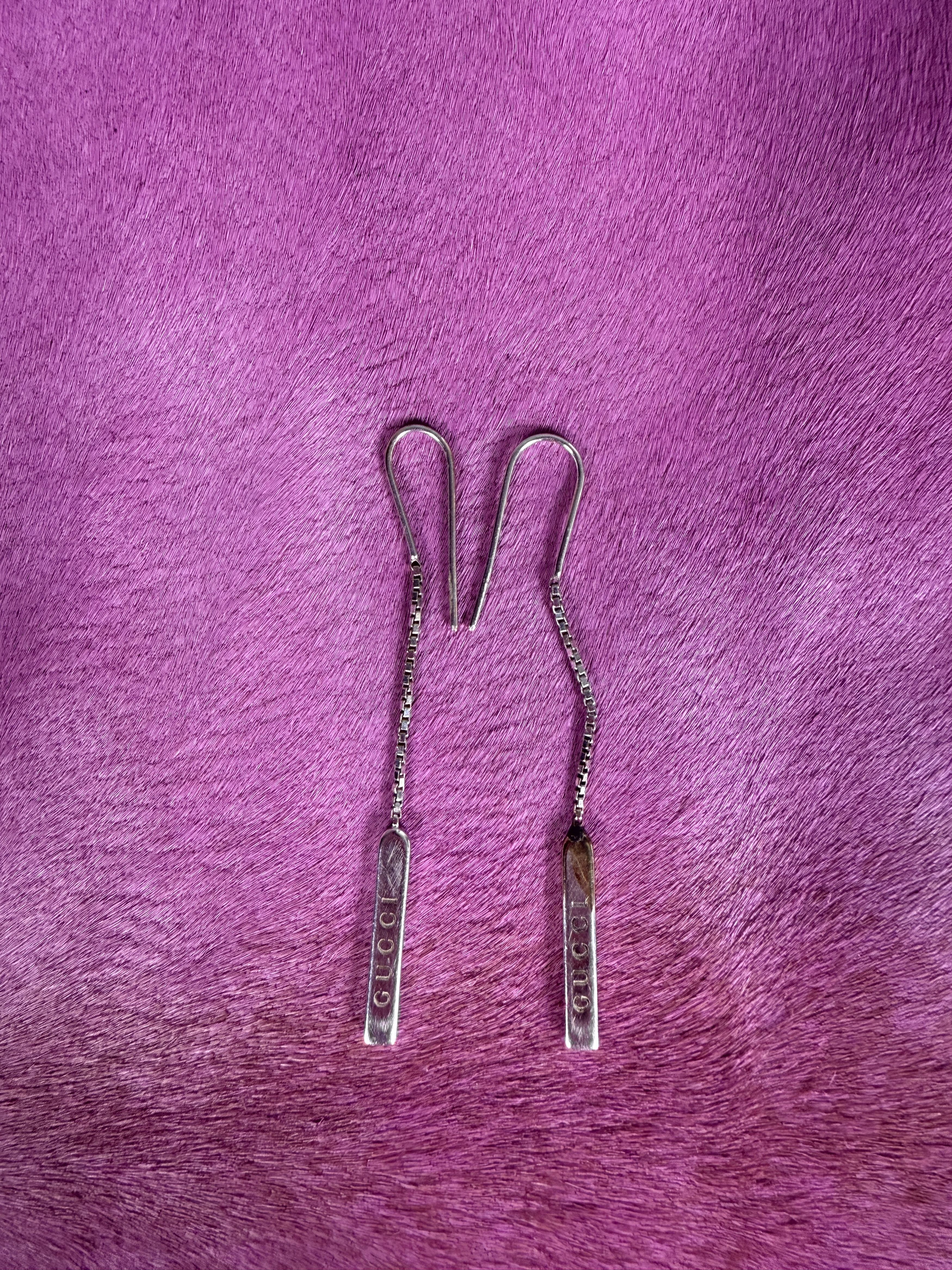 Gucci Gucci 18K White Gold Lariat Drop Earrings vintage tom ford Size ONE SIZE - 1 Thumbnail