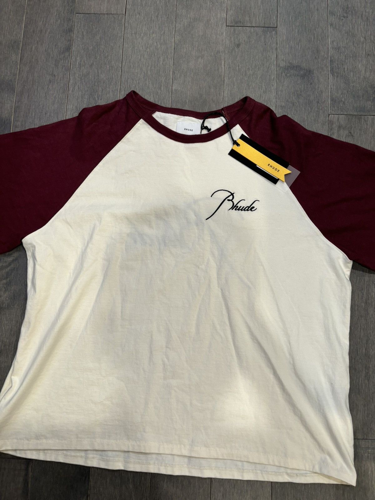 Rhude Rhude cream maroon T shirt large Size US L / EU 52-54 / 3 - 2 Thumbnail