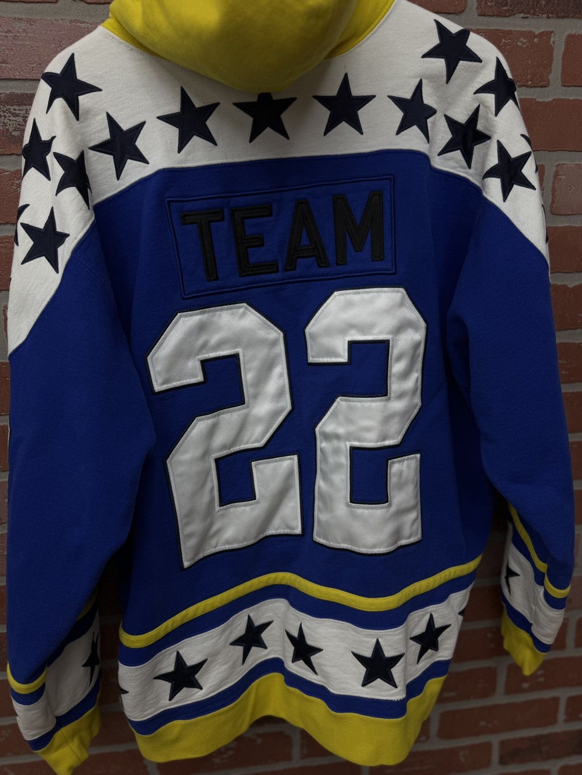 Supreme Supreme Hockey Hoodie Blue Yellow Size XL 🧼 Size US XL / EU 56 / 4 - 10 Thumbnail