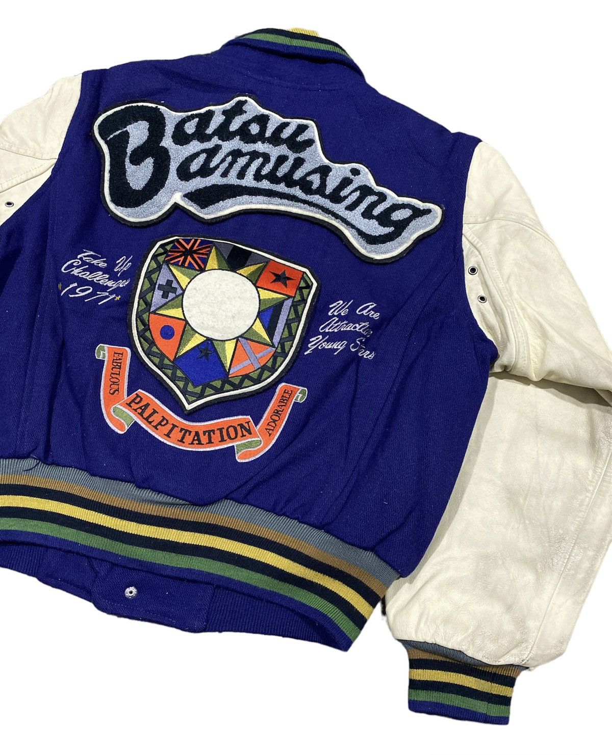 Vintage 🔥ACCEPT BINDING🔥Vintage Batsu Varsity Jacket leather sleeve