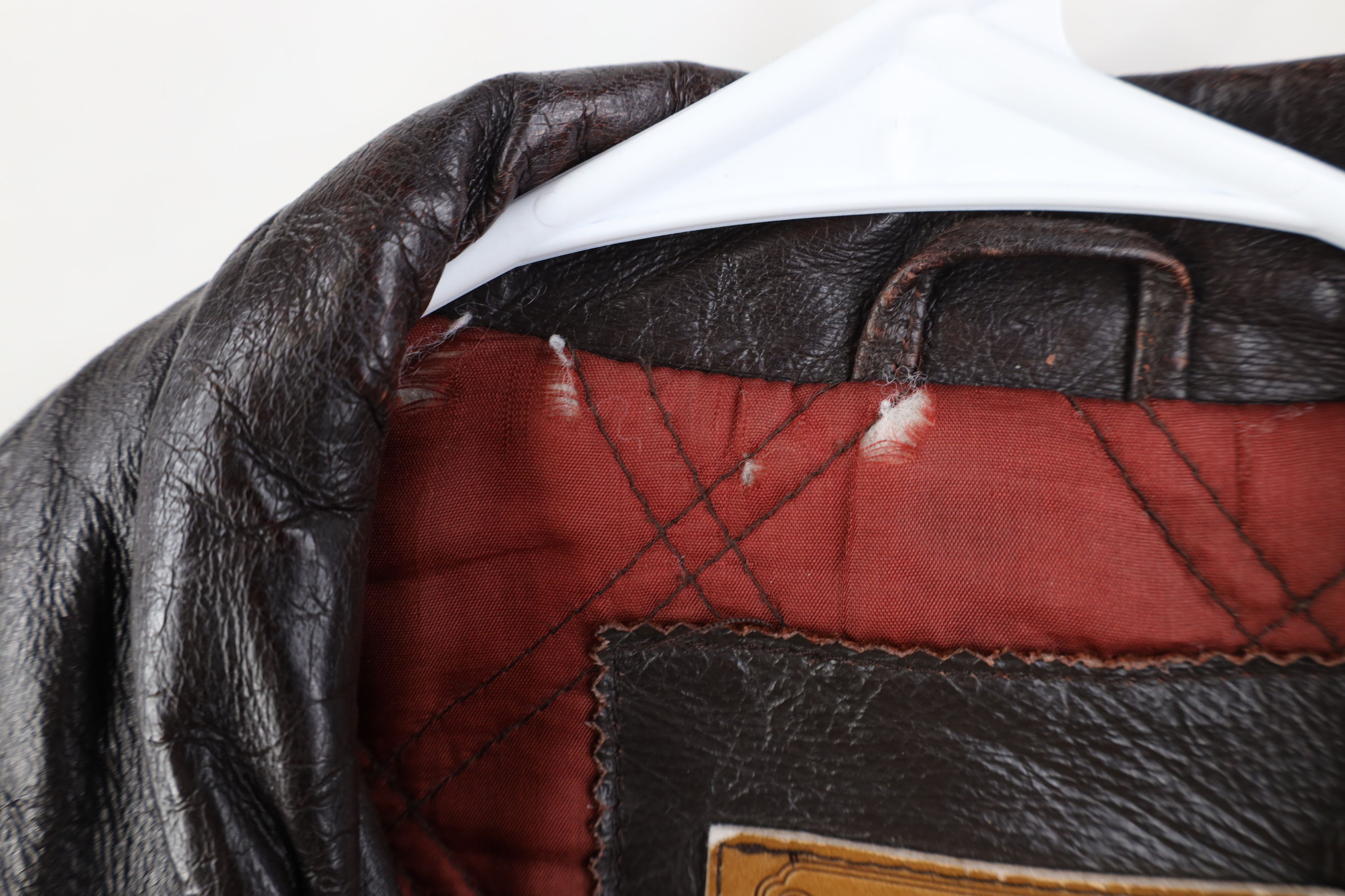 Vintage Vintage 90s Streetwear Leather Flight Bomber Jacket Brown Size US XL / EU 56 / 4 - 8 Thumbnail