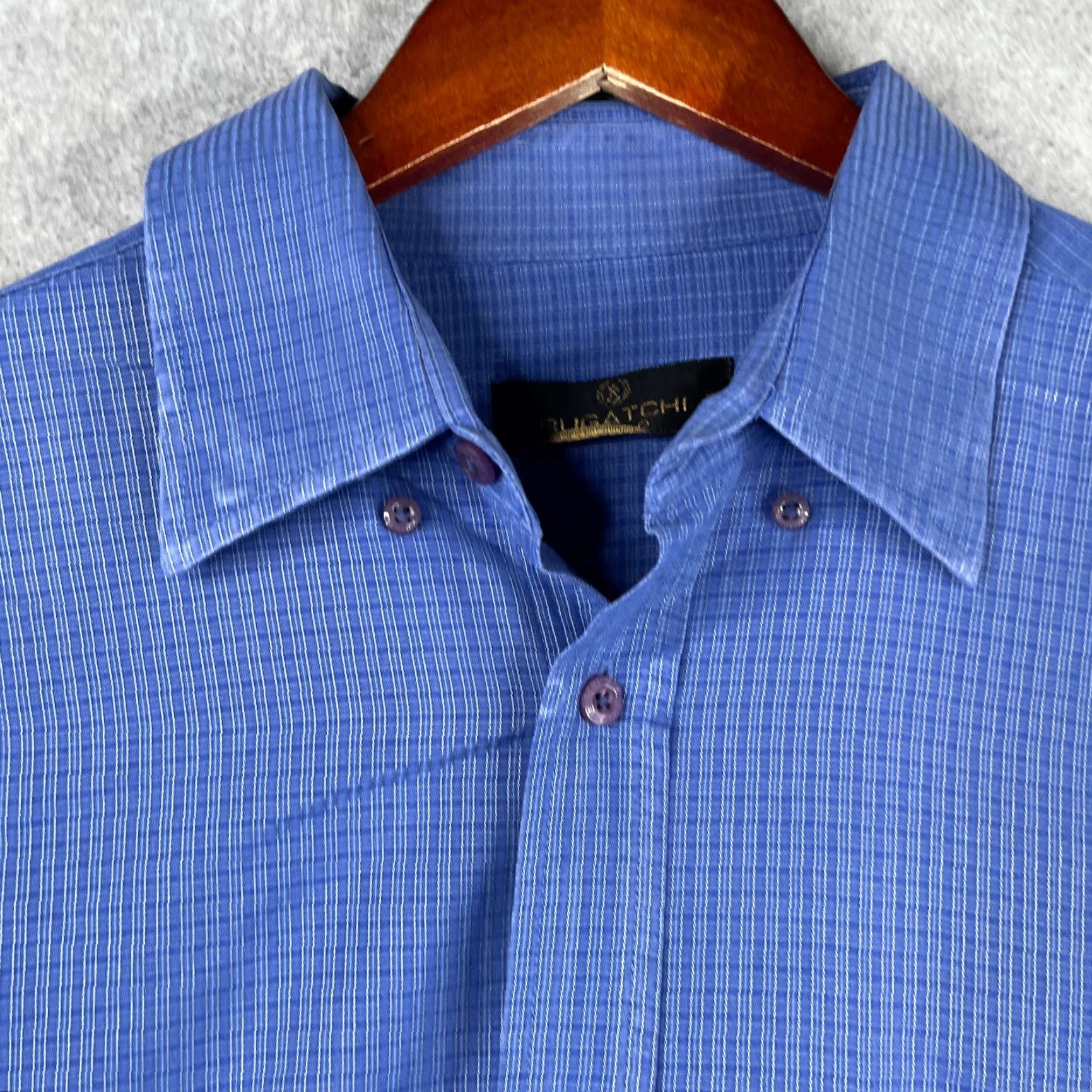 BUGATCHI BUGATCHI UOMO Shirt Blue Check Long Sleeve Mens L Button-Up Casual Size US L / EU 52-54 / 3 - 4 Thumbnail