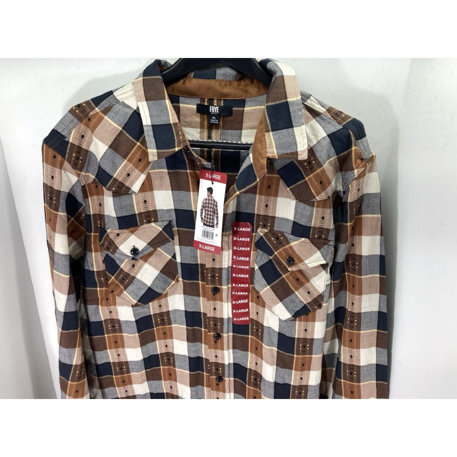 Frye Frye Jacquard Flannel Shirt Men XL Brown Plaid Long Sleeve Button NWT Shirt Size US XL / EU 56 / 4 - 2 Thumbnail