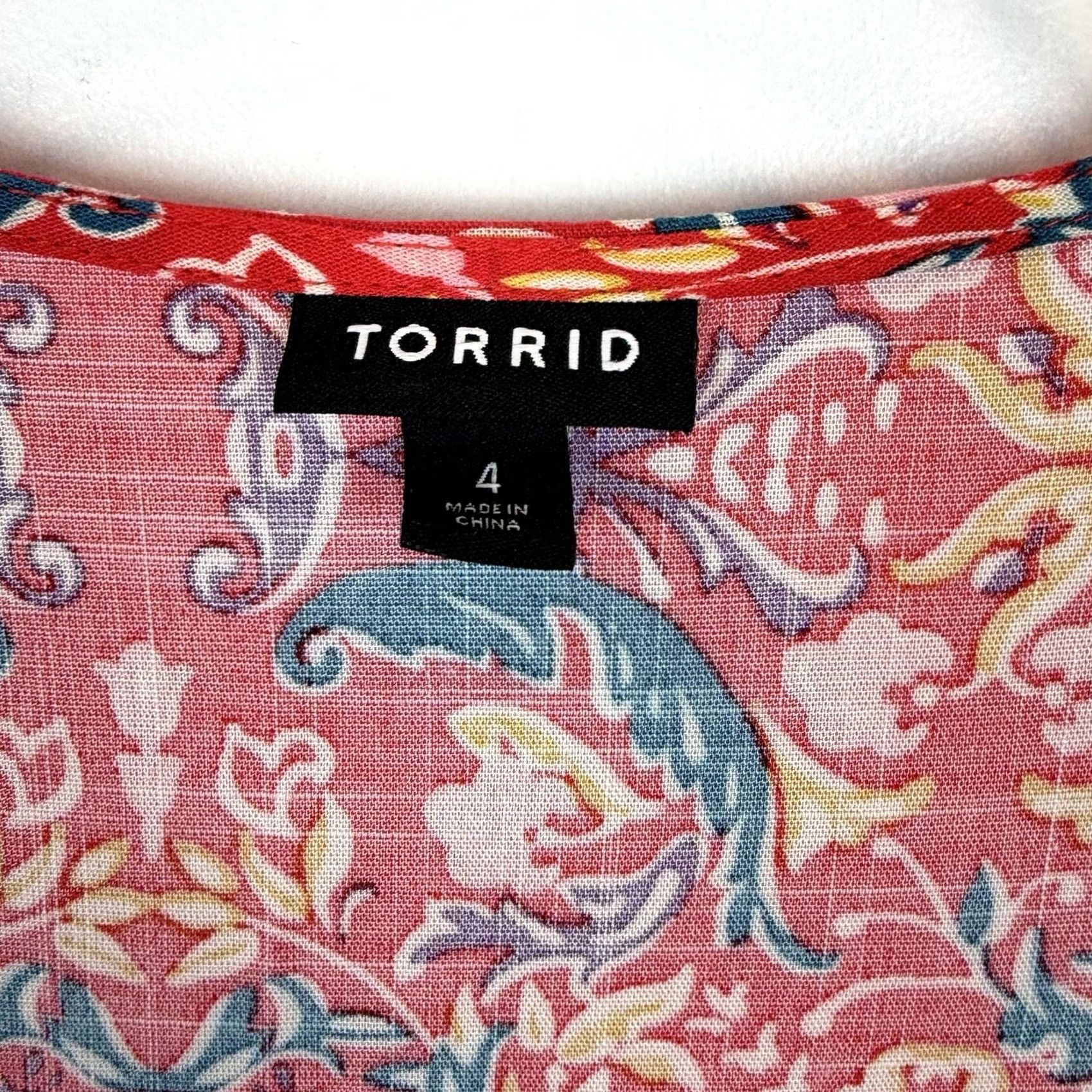 Torrid Torrid Blouse Womens 4X Red Floral Peasant Bohemian Boho Hippie Top Size XXL / US 16-18 / IT 52-54 - 7 Thumbnail