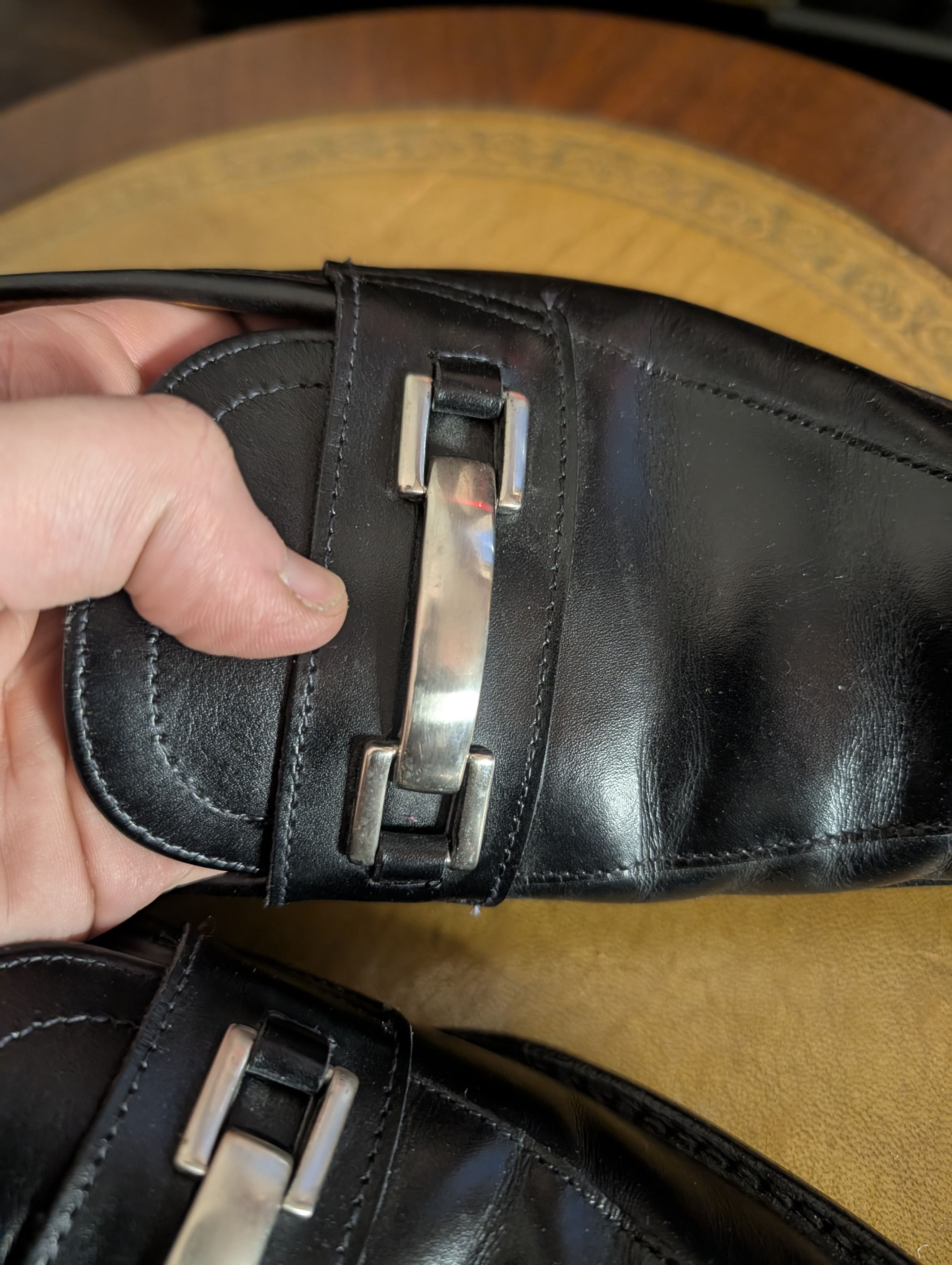 Allen Edmonds Black leather Pasadena slip-on MiUSA loafers metal detail Size US 9.5 / EU 42-43 - 6 Thumbnail