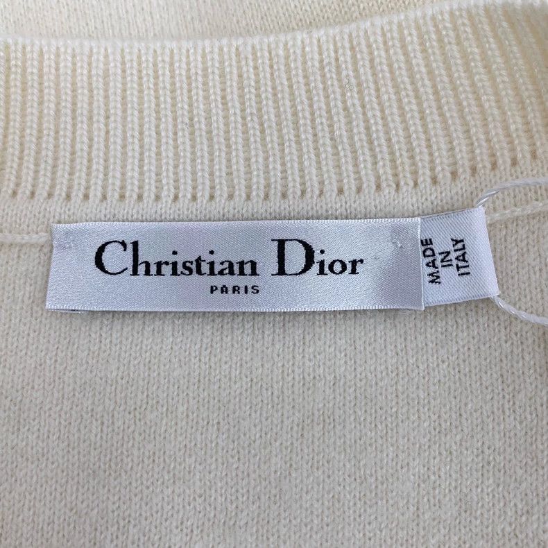 Dior Dior Beige striped letter inlaid cashmere round-neck long-s Size XS / US 0-2 / IT 36-38 - 5 Thumbnail