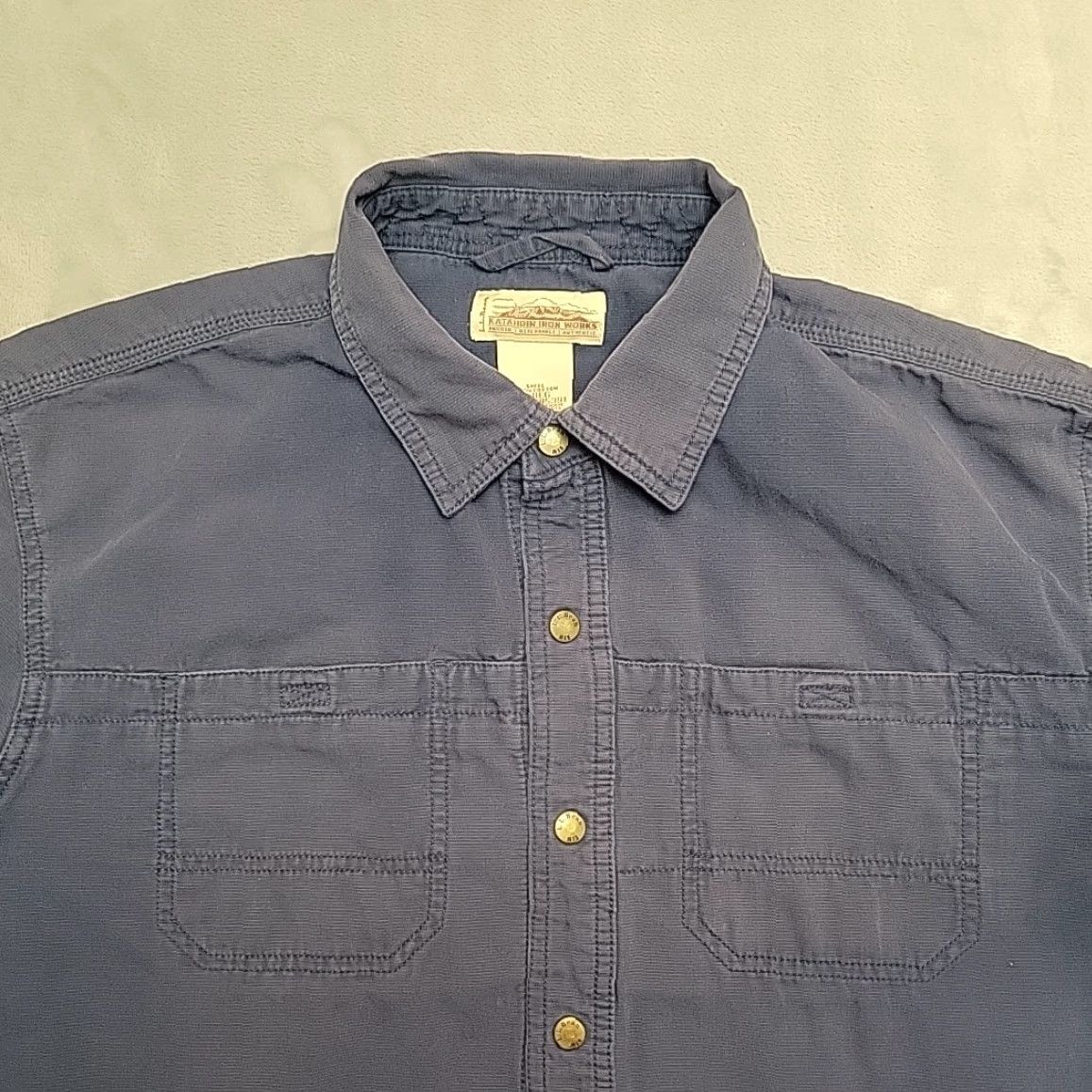 Vintage VINTAGE L.L. Bean Katahdin Iron Works Shirt Men Blue Textured Cotton Button Y2K Shirt Mens L Blue Cotton Button-Up Vintage Size US L / EU 52-54 / 3 - 3 Thumbnail