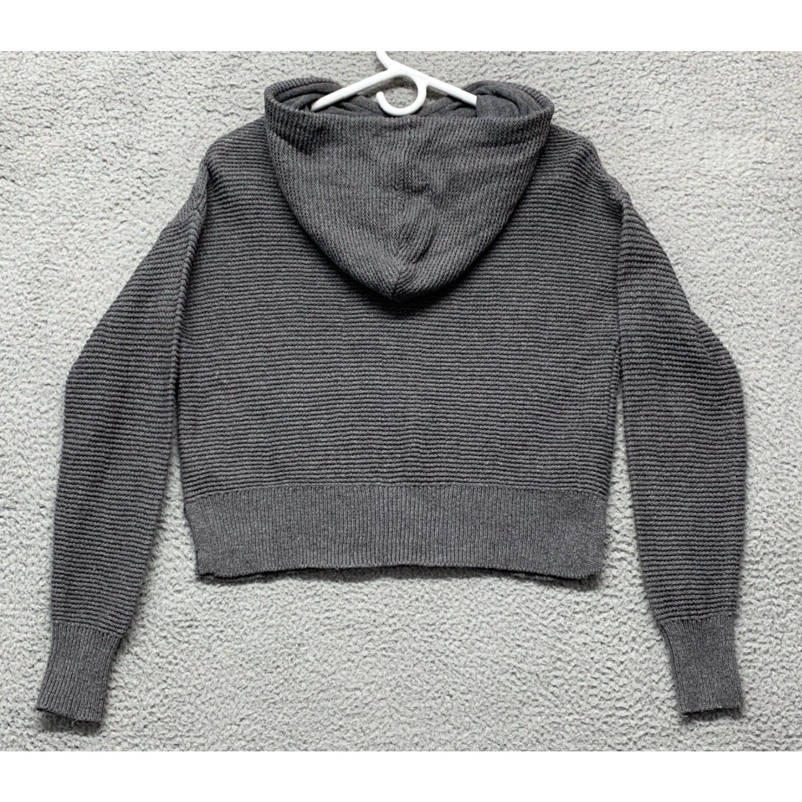 Vintage All in Motion Womens Gray Cropped Hooded Sweater Top XS 3" Slits NWOT Size XS / US 0-2 / IT 36-38 - 4 Thumbnail