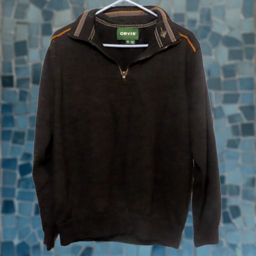 Orvis Orvis Sweater 1/4 Zip Dark Gray Mens M Wool Merino Mock Neck Pullover Tight-Knit Knit Classic Fit Long Sleeve Regular Size M Dept Men Size US M / EU 48-50 / 2 - 1 Thumbnail