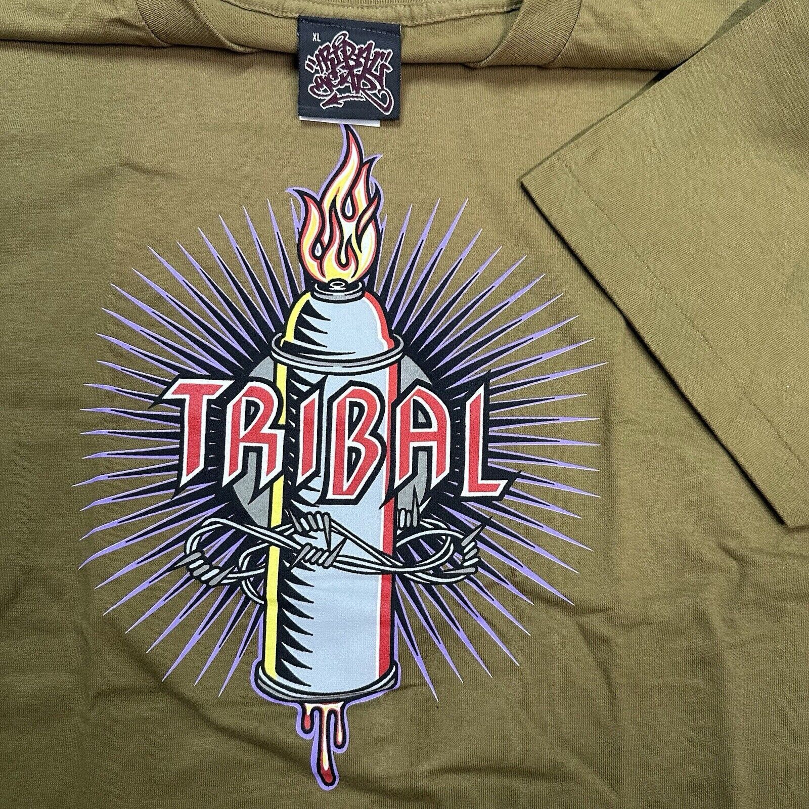 Tribal Streetwear × Vintage Vintage 90s Tribal Gear Graffiti Spray Can Tee T-Shirt XL Size US XL / EU 56 / 4 - 1 Thumbnail
