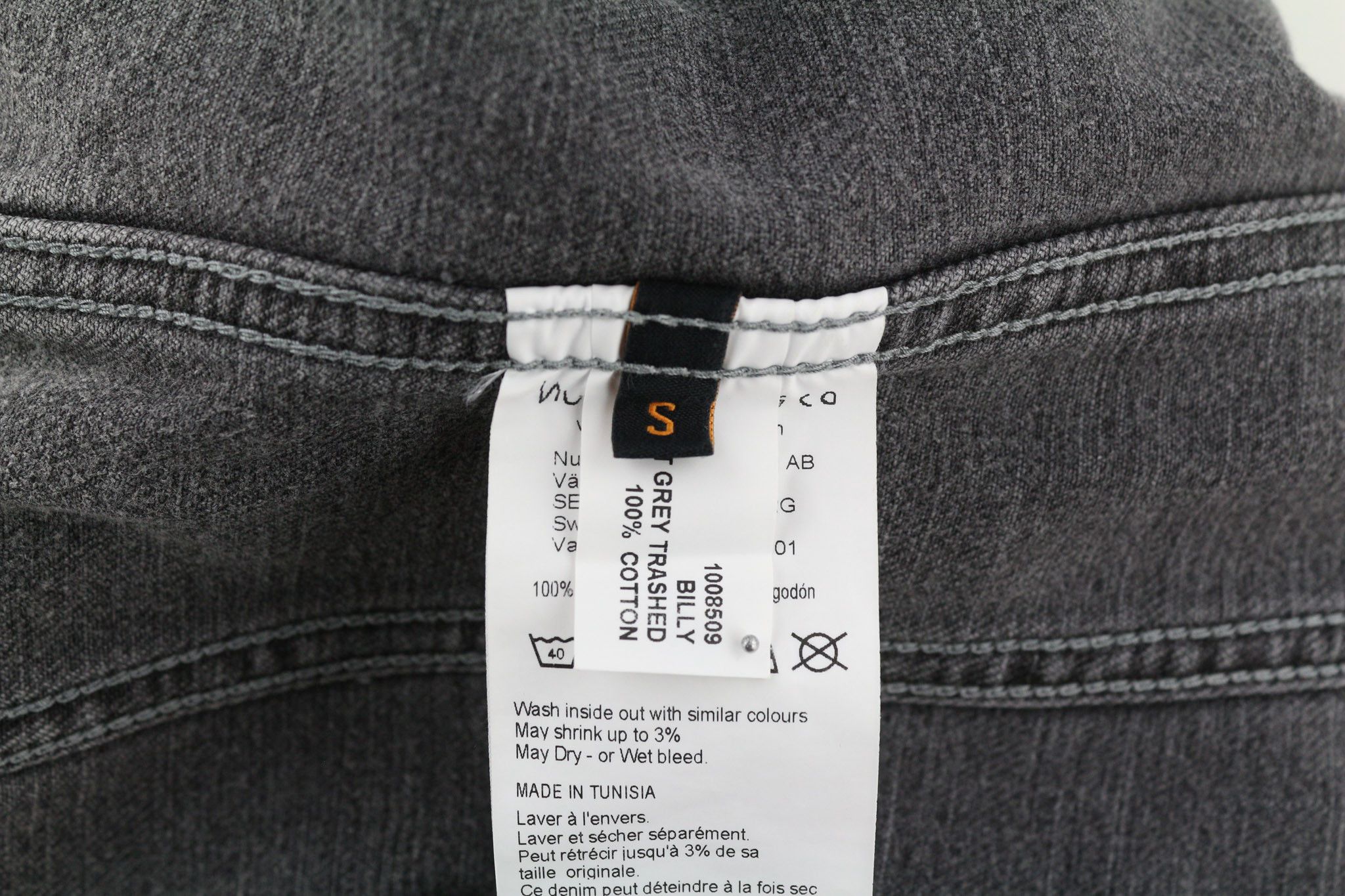 Nudie Jeans BILLY LIGHT GREY TRASHED DENIM S Grey Denim Jacket 80363 Size US S / EU 44-46 / 1 - 8 Thumbnail