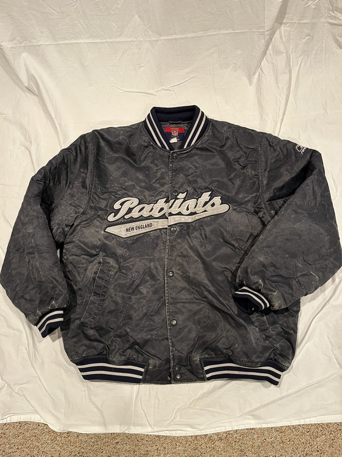 Image of Nfl x Reebok Vintage Reebok Patriots Bomber Jacket in Blue, Men's (Size XL)