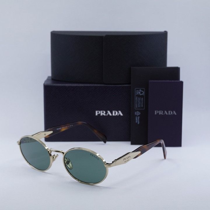 Prada Prada PR65ZS ZVN70L Sunglasses Pale Gold Oval Frame Size ONE SIZE - 12 Thumbnail