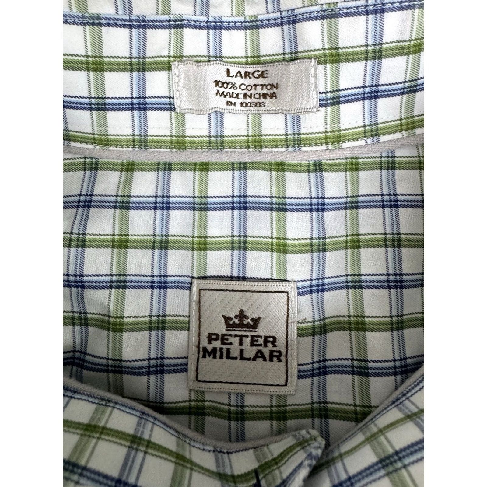 Peter Millar Peter Millar Shirt Mens Large Green Blue Plaid Check Cotton Preppy Casual Size US L / EU 52-54 / 3 - 3 Thumbnail